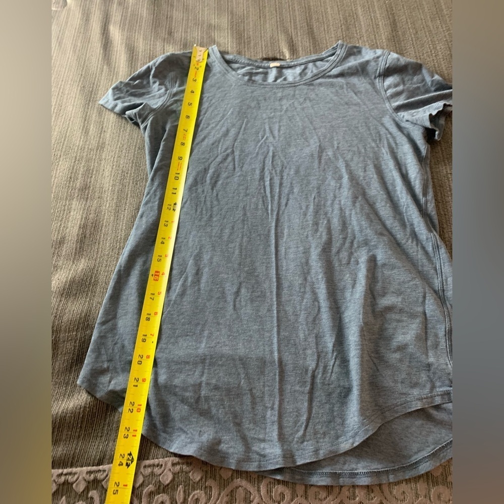 Lululemon Athletica Love Crew Tee Top T-shirt Curved Hem Pima Cotton Navy Blue - Picture 11 of 12